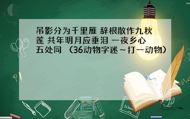 吊影分为千里雁 辞根散作九秋莲 共年明月应垂泪 一夜乡心五处同 （36动物字迷～打一动物）