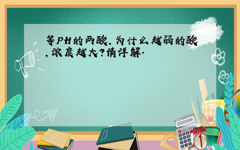 等PH的两酸,为什么越弱的酸,浓度越大?请详解.