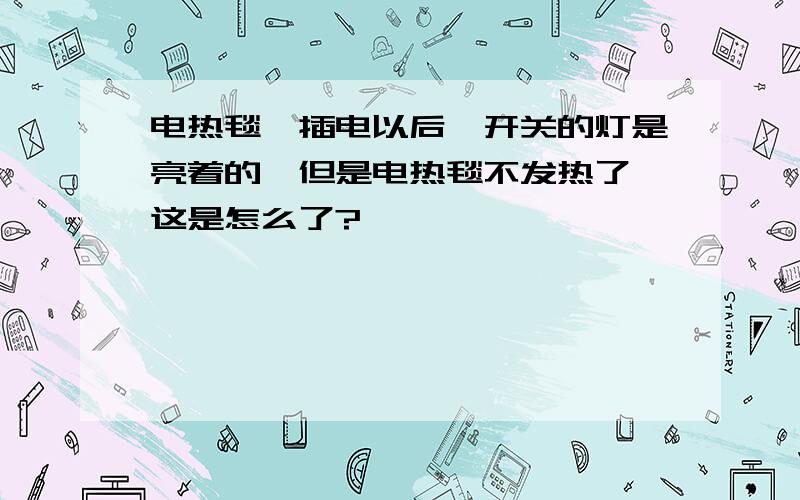 电热毯,插电以后,开关的灯是亮着的,但是电热毯不发热了,这是怎么了?