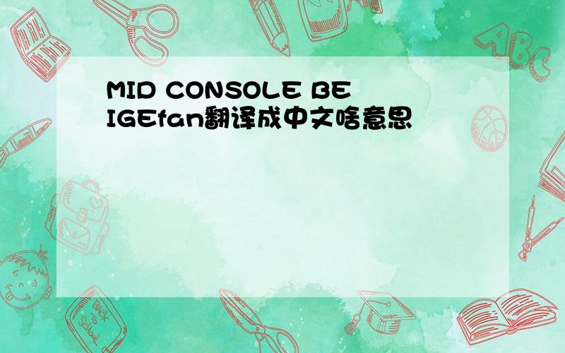 MID CONSOLE BEIGEfan翻译成中文啥意思