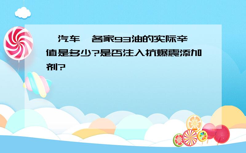 【汽车】各家93油的实际辛烷值是多少?是否注入抗爆震添加剂?