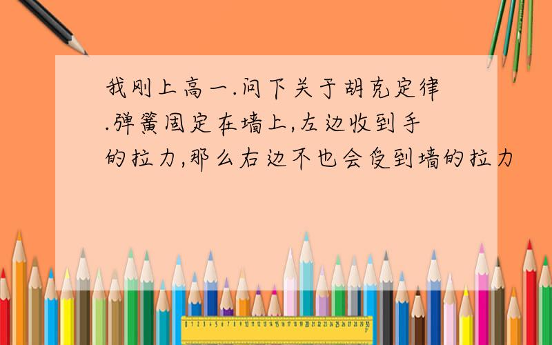 我刚上高一.问下关于胡克定律.弹簧固定在墙上,左边收到手的拉力,那么右边不也会受到墙的拉力