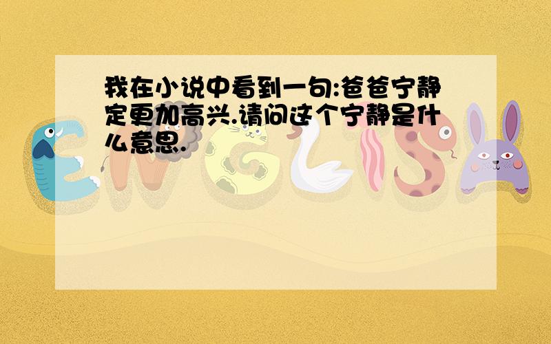 我在小说中看到一句:爸爸宁静定更加高兴.请问这个宁静是什么意思.