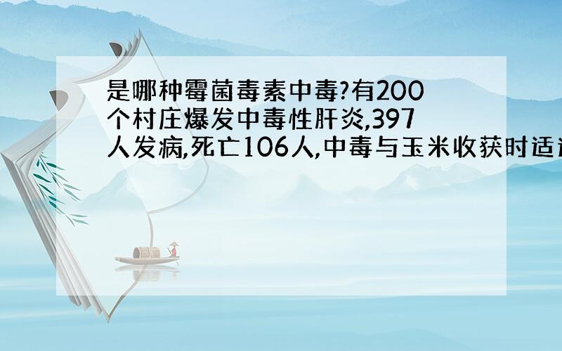 是哪种霉菌毒素中毒?有200个村庄爆发中毒性肝炎,397人发病,死亡106人,中毒与玉米收获时适逢暴雨,玉米严重霉变有关