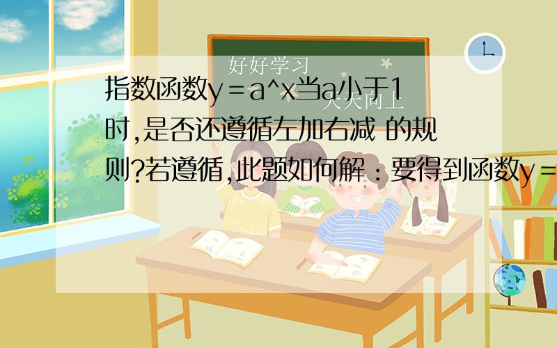 指数函数y＝a^x当a小于1时,是否还遵循左加右减 的规则?若遵循,此题如何解：要得到函数y＝8·2^-x的图像,只需将