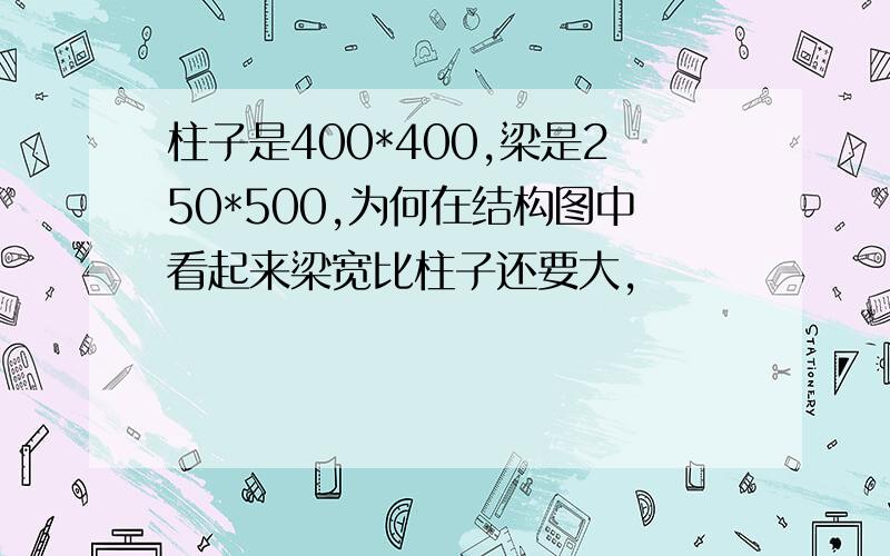 柱子是400*400,梁是250*500,为何在结构图中看起来梁宽比柱子还要大,