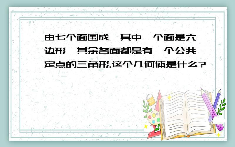 由七个面围成,其中一个面是六边形,其余各面都是有一个公共定点的三角形.这个几何体是什么?