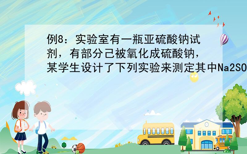 例8：实验室有一瓶亚硫酸钠试剂，有部分己被氧化成硫酸钠，某学生设计了下列实验来测定其中Na2SO4的质量分数。称取样品a