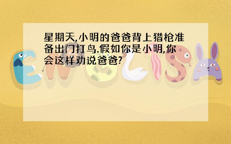 星期天,小明的爸爸背上猎枪准备出门打鸟.假如你是小明,你会这样劝说爸爸?