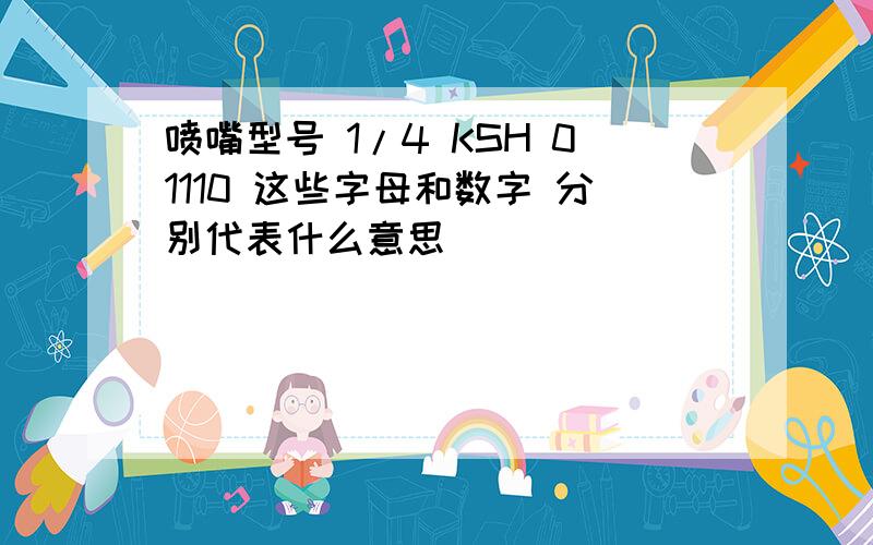 喷嘴型号 1/4 KSH 01110 这些字母和数字 分别代表什么意思