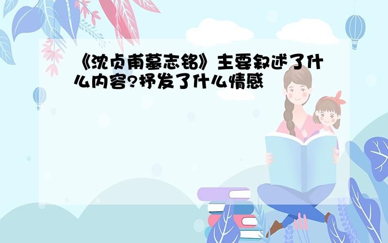 《沈贞甫墓志铭》主要叙述了什么内容?抒发了什么情感