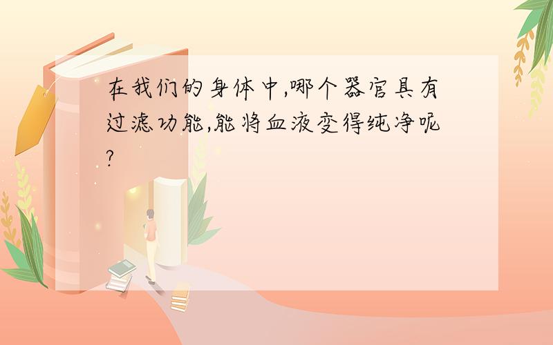 在我们的身体中,哪个器官具有过滤功能,能将血液变得纯净呢?