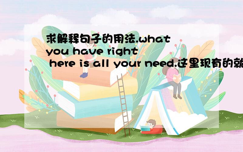 求解释句子的用法.what you have right here is all your need.这里现有的就是您需