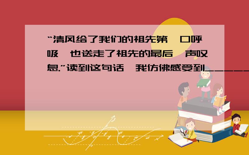 “清风给了我们的祖先第一口呼吸,也送走了祖先的最后一声叹息.”读到这句话,我仿佛感受到_____________