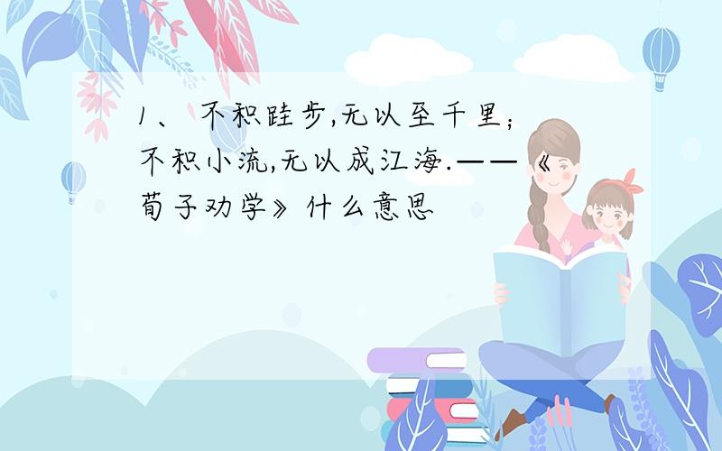 1、 不积跬步,无以至千里；不积小流,无以成江海.——《荀子劝学》什么意思