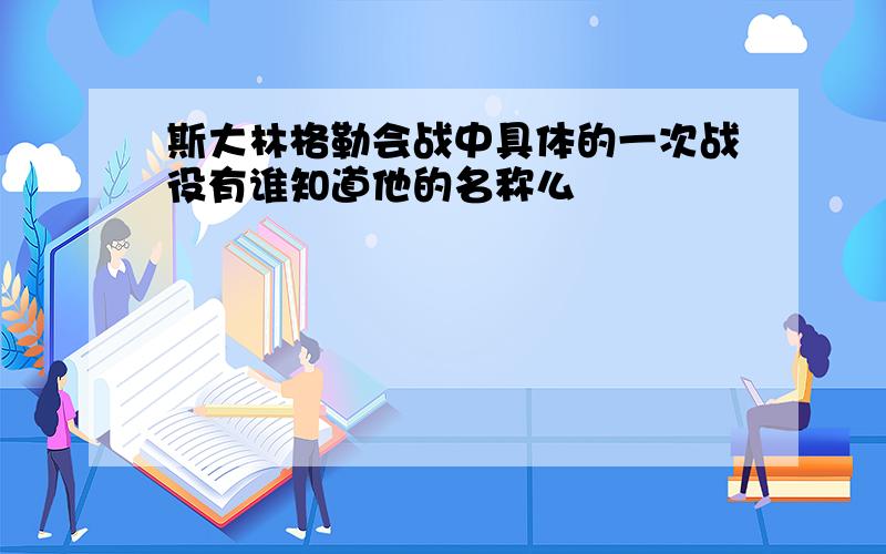 斯大林格勒会战中具体的一次战役有谁知道他的名称么