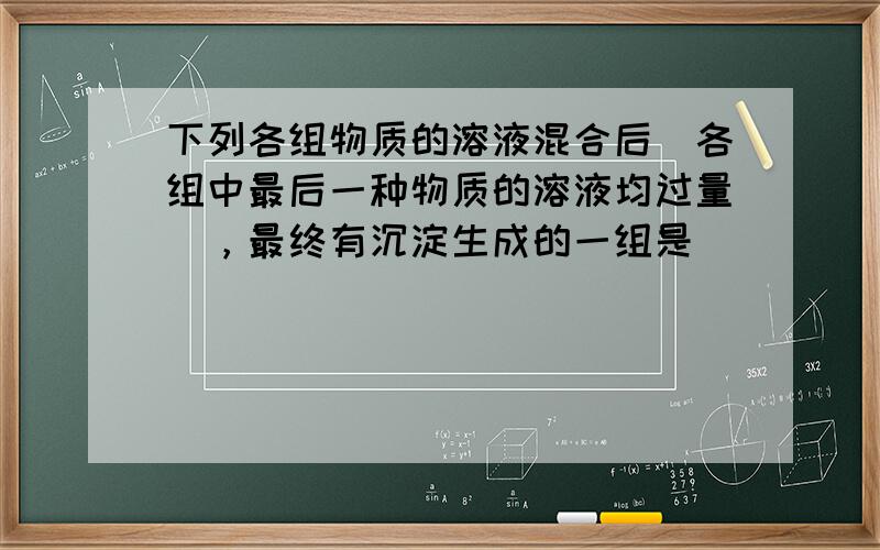 下列各组物质的溶液混合后（各组中最后一种物质的溶液均过量），最终有沉淀生成的一组是（　　）