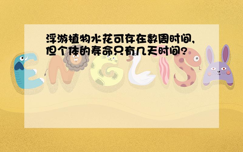 浮游植物水花可存在数周时间,但个体的寿命只有几天时间?