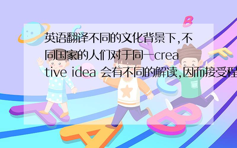 英语翻译不同的文化背景下,不同国家的人们对于同一creative idea 会有不同的解读,因而接受程度也不一样.