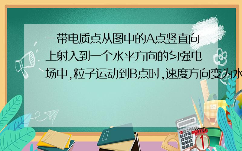 一带电质点从图中的A点竖直向上射入到一个水平方向的匀强电场中,粒子运动到B点时,速度方向变为水平.