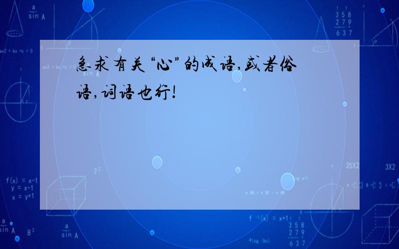 急求有关“心”的成语,或者俗语,词语也行!