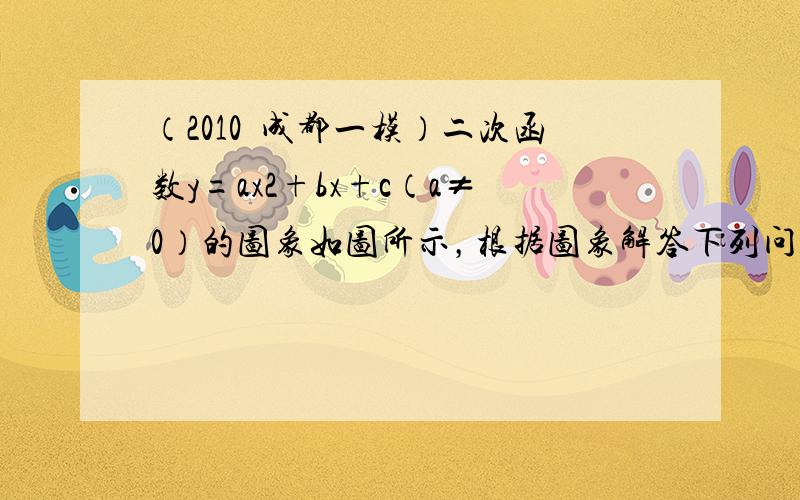 （2010•成都一模）二次函数y=ax2+bx+c（a≠0）的图象如图所示，根据图象解答下列问题：