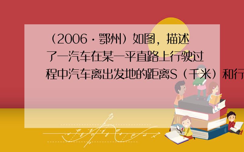 （2006•鄂州）如图，描述了一汽车在某一平直路上行驶过程中汽车离出发地的距离S（千米）和行驶时间t（小时）之间的函数关