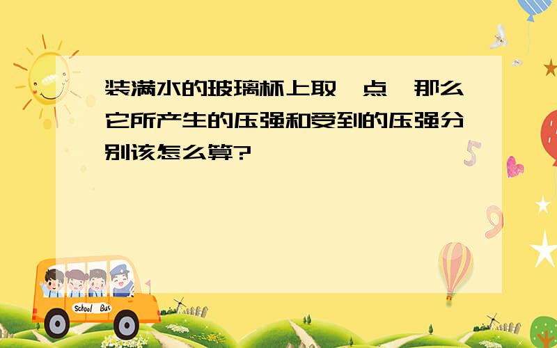 装满水的玻璃杯上取一点,那么它所产生的压强和受到的压强分别该怎么算?