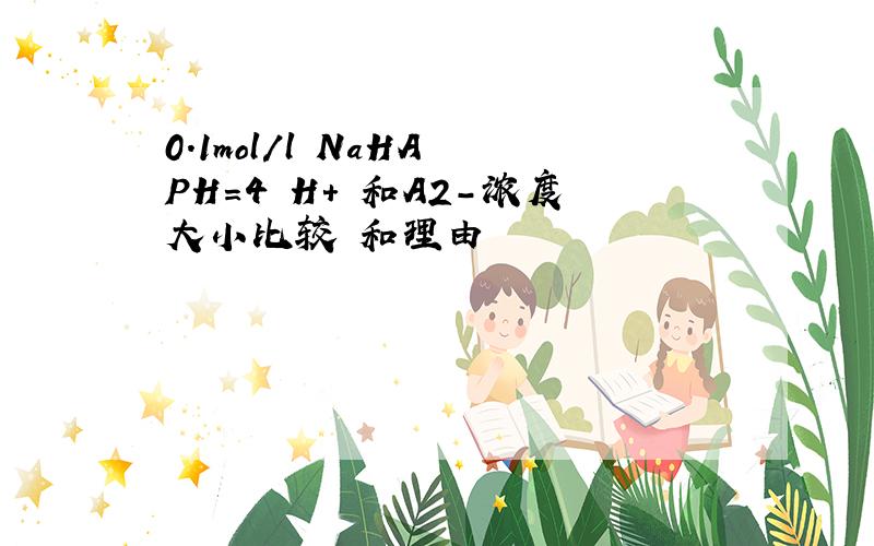 0.1mol/l NaHA PH=4 H+ 和A2-浓度大小比较 和理由