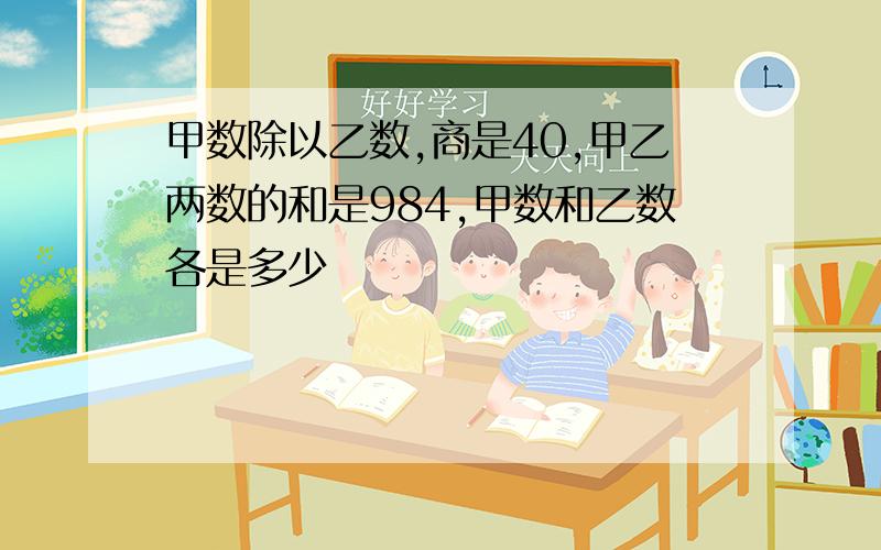 甲数除以乙数,商是40,甲乙两数的和是984,甲数和乙数各是多少