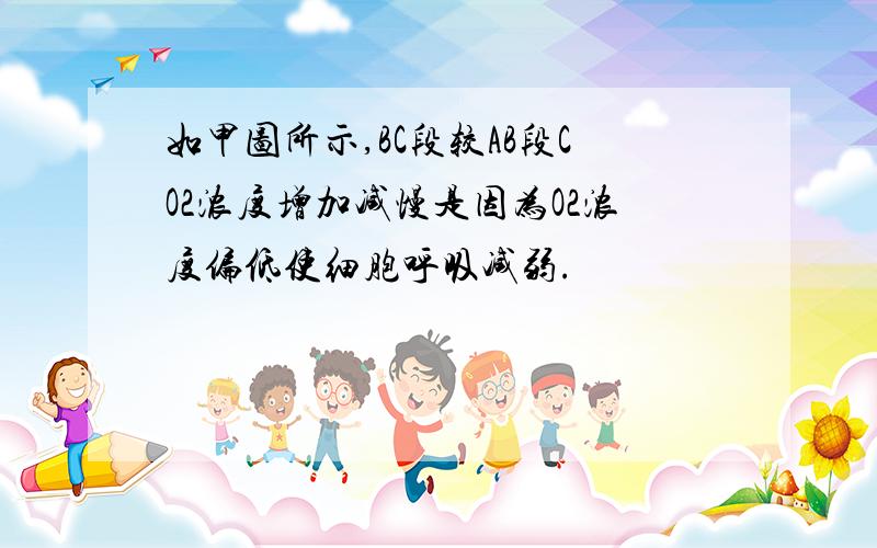 如甲图所示,BC段较AB段CO2浓度增加减慢是因为O2浓度偏低使细胞呼吸减弱.