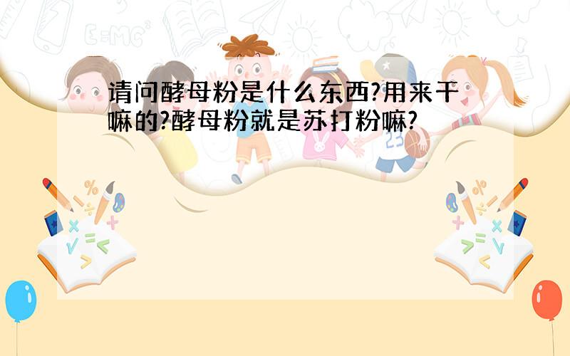 请问酵母粉是什么东西?用来干嘛的?酵母粉就是苏打粉嘛?