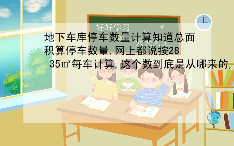 地下车库停车数量计算知道总面积算停车数量,网上都说按28-35㎡每车计算,这个数到底是从哪来的,有没有具体的规范,如果需