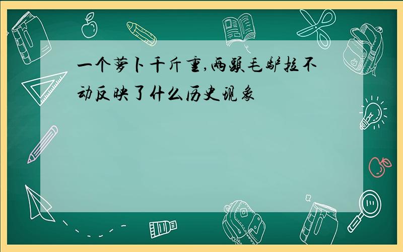 一个萝卜千斤重,两头毛驴拉不动反映了什么历史现象