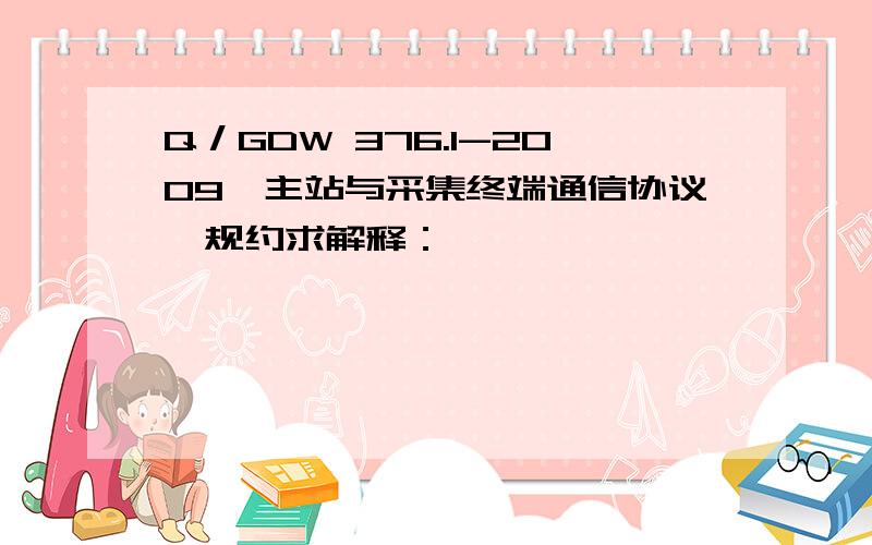 Q／GDW 376.1-2009《主站与采集终端通信协议》规约求解释：