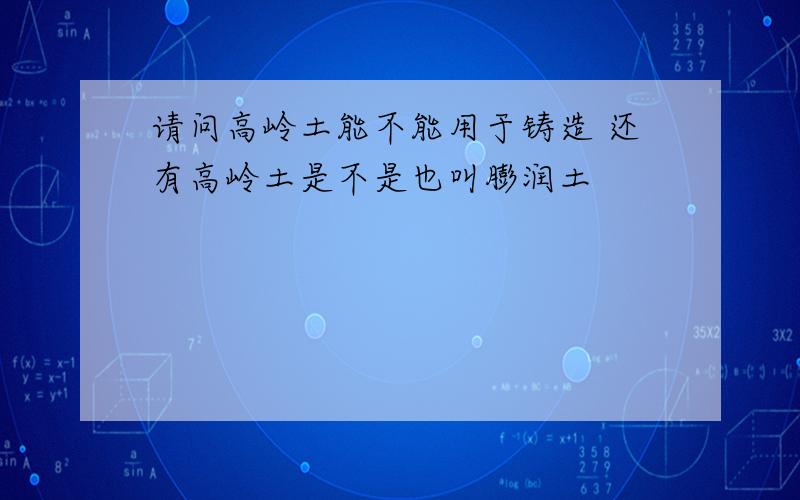 请问高岭土能不能用于铸造 还有高岭土是不是也叫膨润土