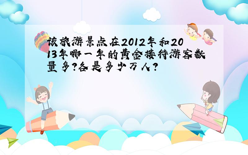 该旅游景点在2012年和2013年哪一年的黄金接待游客数量多?各是多少万人?