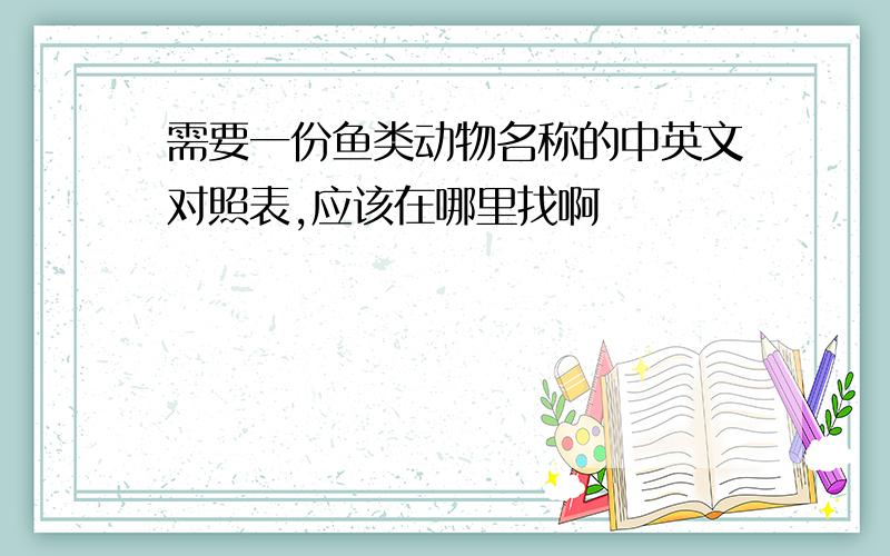 需要一份鱼类动物名称的中英文对照表,应该在哪里找啊