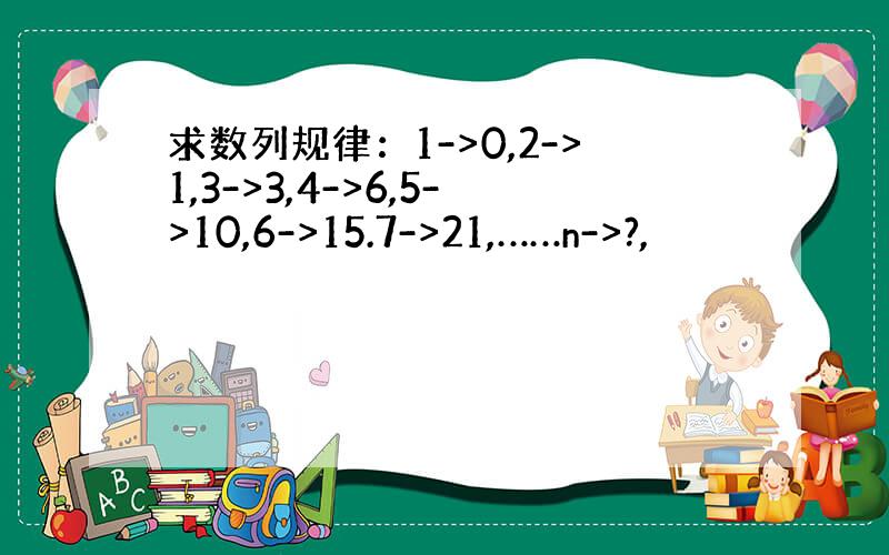 求数列规律：1->0,2->1,3->3,4->6,5->10,6->15.7->21,……n->?,