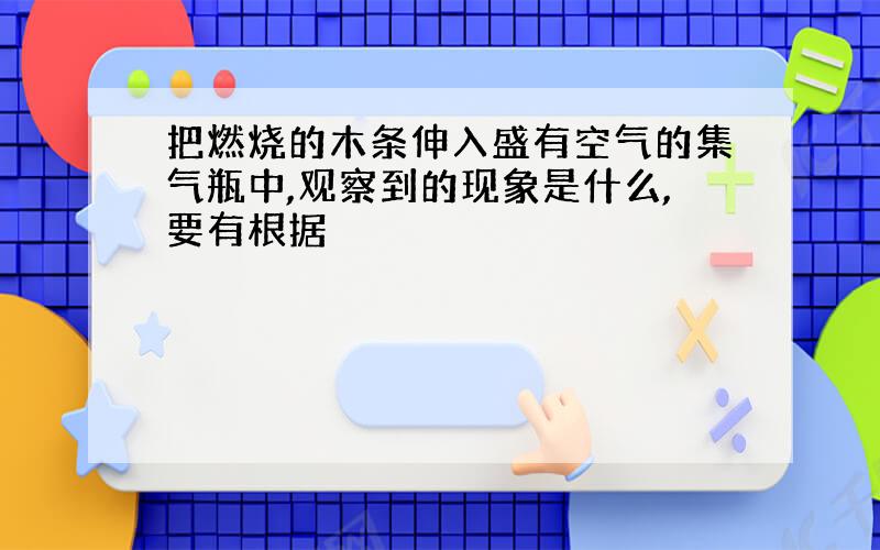 把燃烧的木条伸入盛有空气的集气瓶中,观察到的现象是什么,要有根据