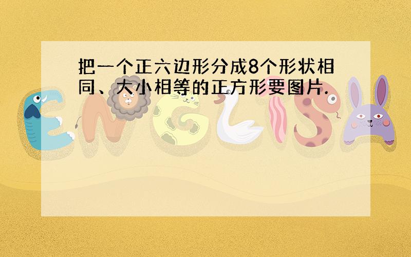 把一个正六边形分成8个形状相同、大小相等的正方形要图片.