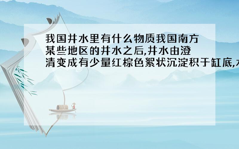 我国井水里有什么物质我国南方某些地区的井水之后,井水由澄清变成有少量红棕色絮状沉淀积于缸底,水面上浮着一层绣皮.这两样东