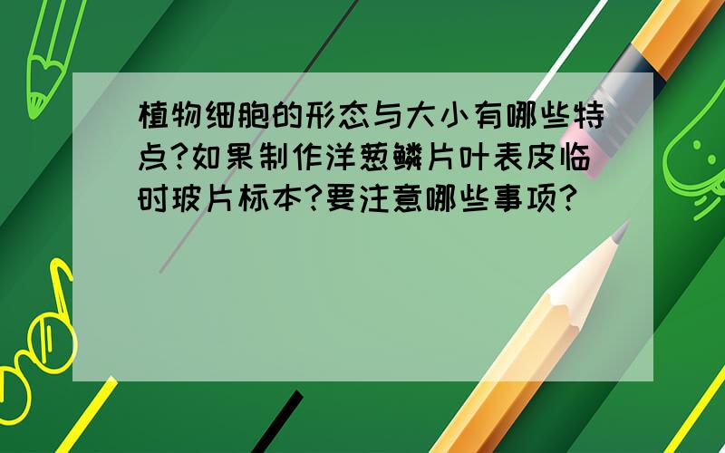 植物细胞的形态与大小有哪些特点?如果制作洋葱鳞片叶表皮临时玻片标本?要注意哪些事项?