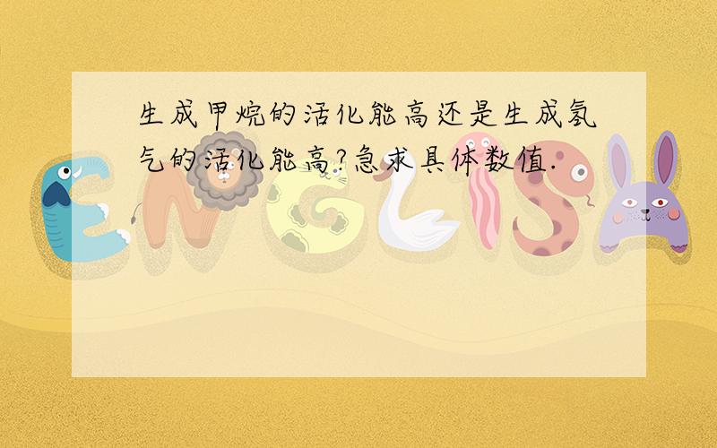 生成甲烷的活化能高还是生成氢气的活化能高?急求具体数值.