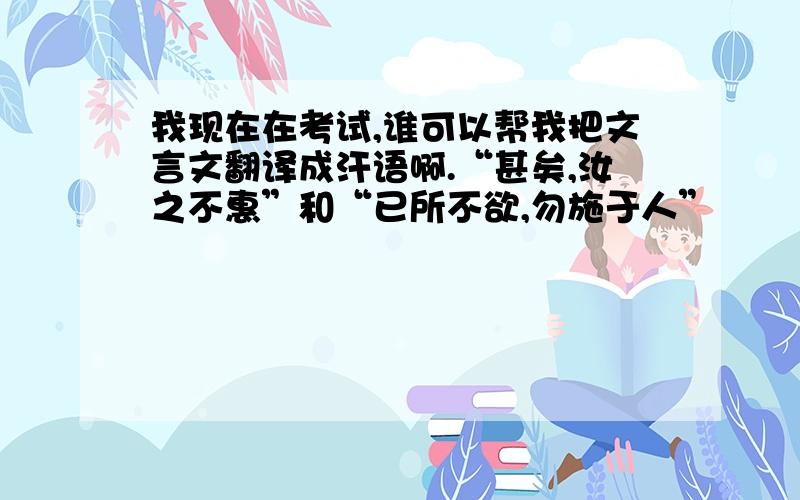 我现在在考试,谁可以帮我把文言文翻译成汗语啊.“甚矣,汝之不惠”和“已所不欲,勿施于人”