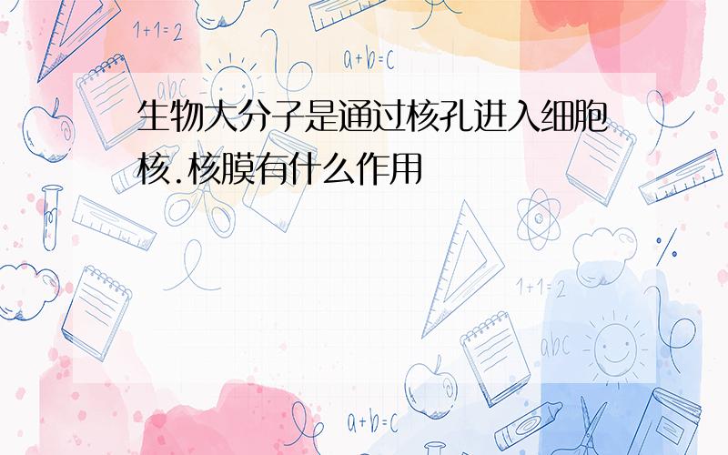 生物大分子是通过核孔进入细胞核.核膜有什么作用