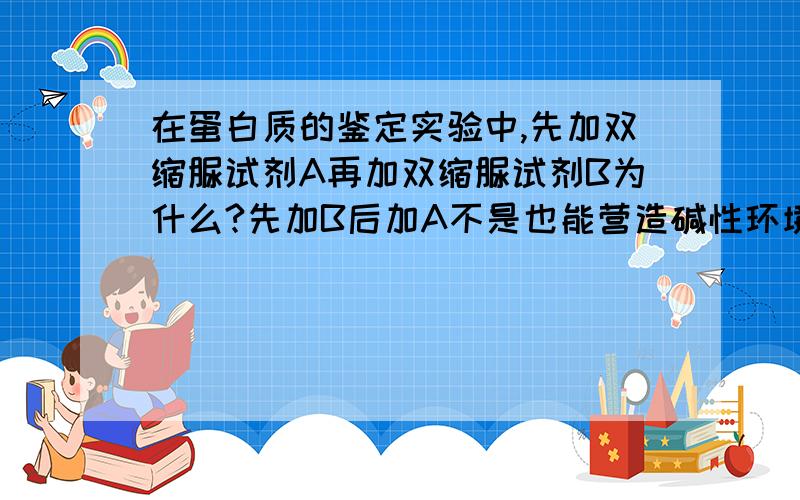 在蛋白质的鉴定实验中,先加双缩脲试剂A再加双缩脲试剂B为什么?先加B后加A不是也能营造碱性环境吗?