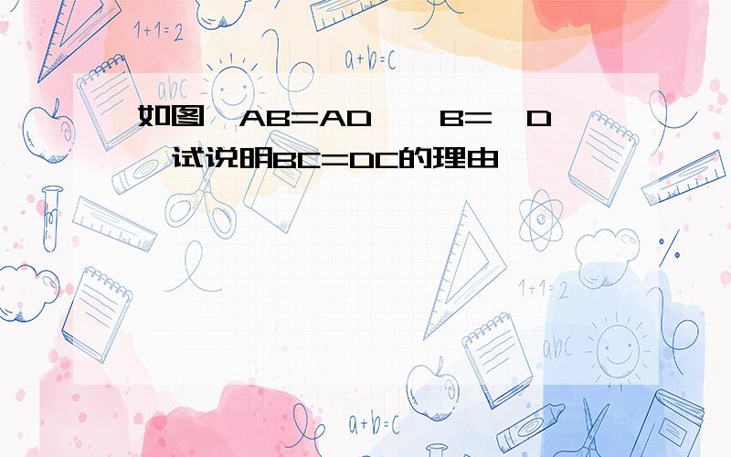 如图,AB=AD,∠B=∠D,试说明BC=DC的理由