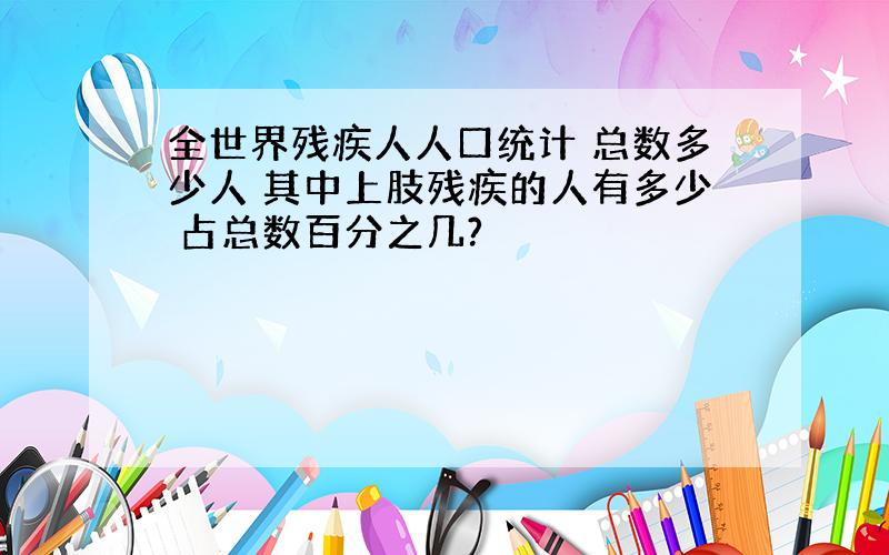 全世界残疾人人口统计 总数多少人 其中上肢残疾的人有多少 占总数百分之几?