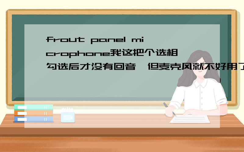 frout panel microphone我这把个选相勾选后才没有回音,但麦克风就不好用了.